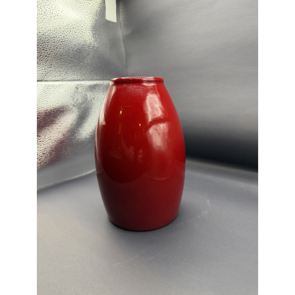 629-18 Scheurich Amano Vase 7.25"H Oxblood Red Torpedo Germany Signed
